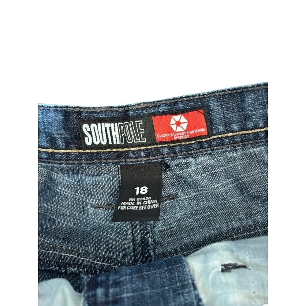 SouthPole Boys Size 18 Blue Baggy Skater Hip Hip Y2K Jeans